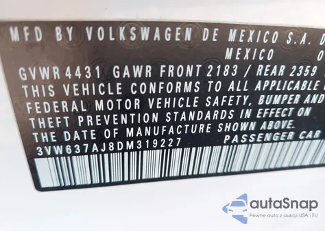 2013 Volkswagen Jetta Hybrid Sel Premium из США, поврежденный, VIN 3VW637AJ8DM319227